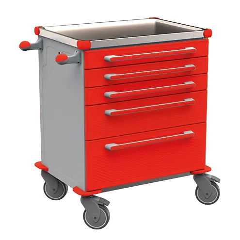 MOBI 02 N vozík zdravotnický plast ABS - červená