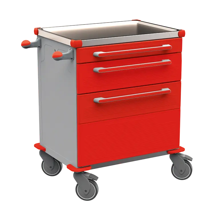 MOBI 07 N vozík zdravotnický plast ABS - červená