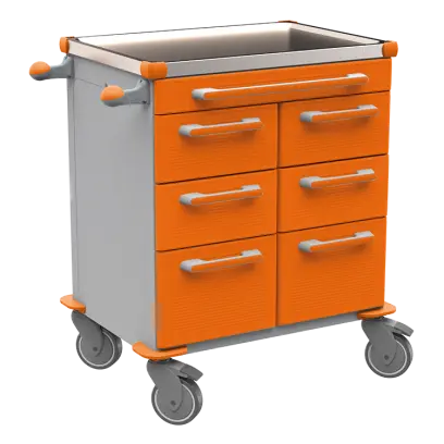 UNIT 201 N vozík zdravotnický plast ABS - oranžová