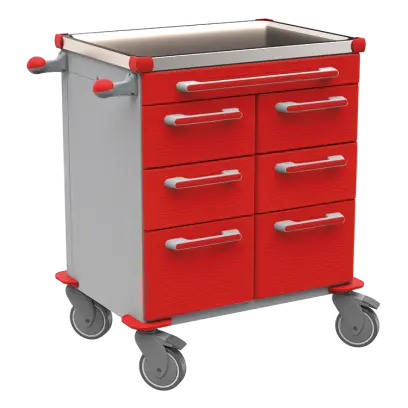 UNIT 201 N vozík zdravotnický plast ABS - červená