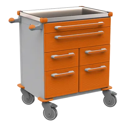 UNIT 212 N vozík zdravotnický plast ABS - oranžová