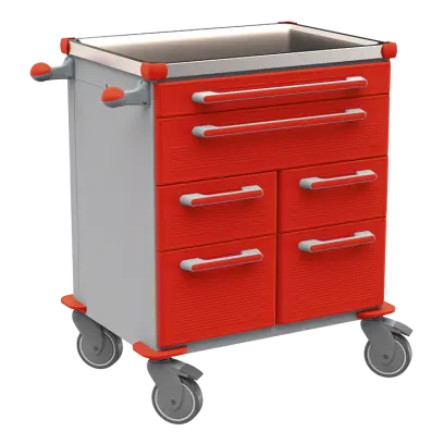 UNIT 212 N vozík zdravotnický plast ABS - červená