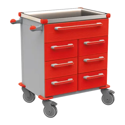 UNIT 216 N vozík zdravotnický plast ABS - červená