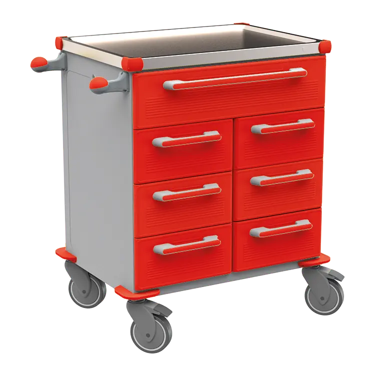 UNIT 216 N vozík zdravotnický plast ABS - červená