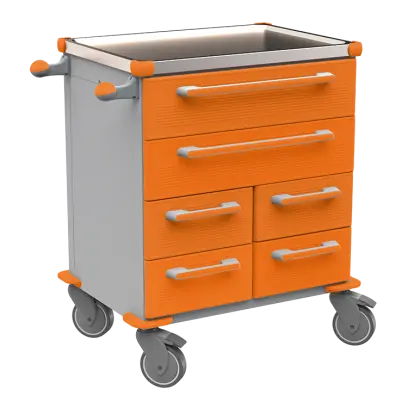 UNIT 221 N vozík zdravotnický plast ABS - oranžová