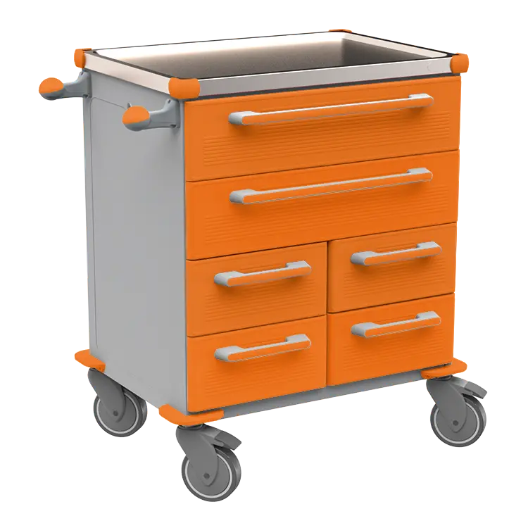 UNIT 221 N vozík zdravotnický plast ABS - oranžová