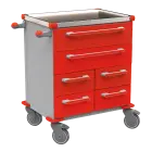 UNIT 221 N vozík zdravotnický plast ABS - červená