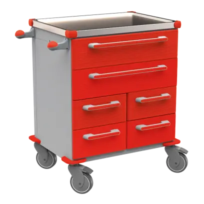 UNIT 221 N vozík zdravotnický plast ABS - červená