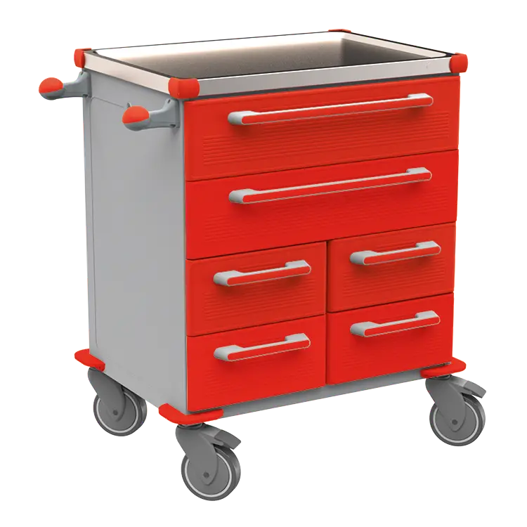 UNIT 221 N vozík zdravotnický plast ABS - červená