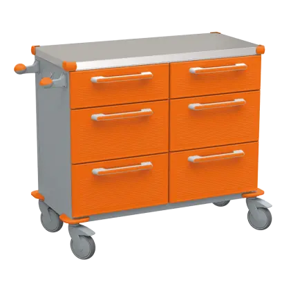 UNIT 228 N vozík zdravotnický plast ABS - oranžová