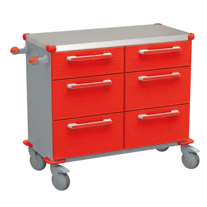 UNIT 228 N vozík zdravotnický plast ABS - červená