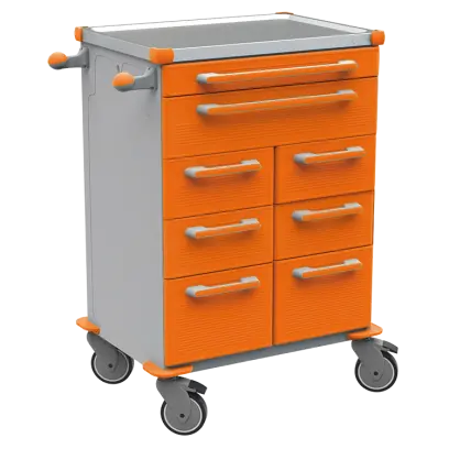 UNIT 261 N vozík zdravotnický plast ABS - oranžová