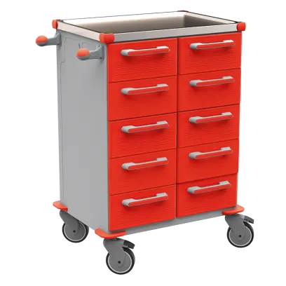 UNIT 267 N vozík zdravotnický plast ABS - červená