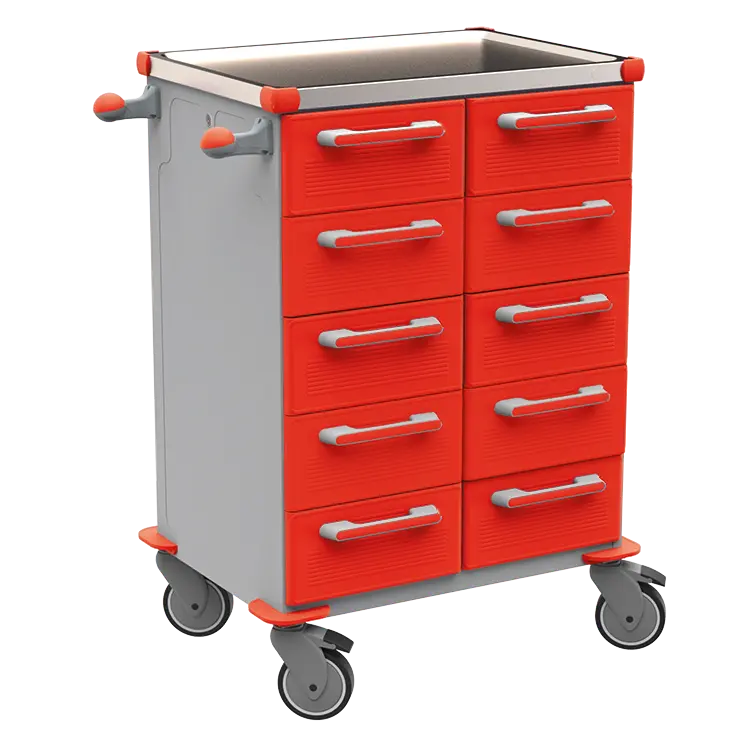 UNIT 267 N vozík zdravotnický plast ABS - červená