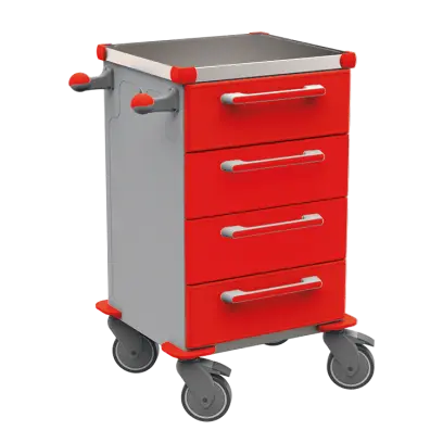 TINY 104 N vozík zdravotnický plast ABS - červená