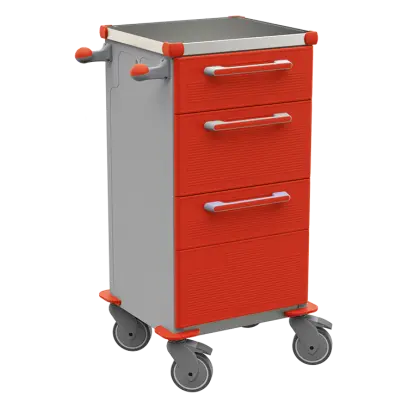 TINY 152 N vozík zdravotnický plast ABS - červená