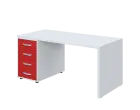 QPL 8 - 16Z4 stůl pracovní, dřevěná podnož, 4-zásuvkový, levý, deska 36 mm, široký 1600 mm, bílá/čer