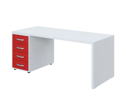 QPL 8 - 18Z4 stůl pracovní, levý lamino - bílá/červená flamengo