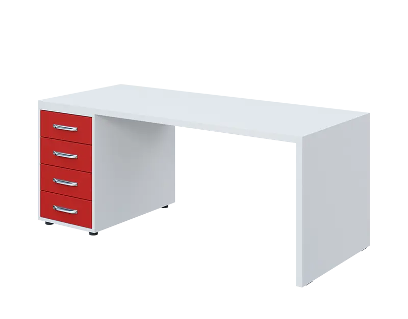 QPL 8 - 18Z4 stůl pracovní, levý lamino - bílá/červená flamengo
