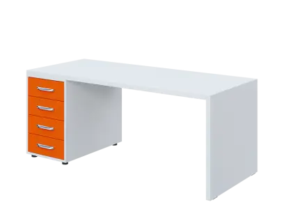 QPL 8 - 18Z4 stůl pracovní, levý lamino - bílá/pomeranč