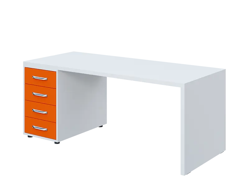 QPL 8 - 18Z4 stůl pracovní, levý lamino - bílá/pomeranč