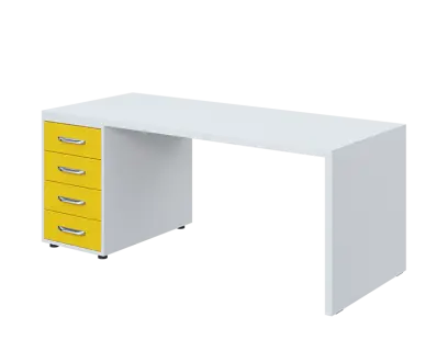 QPL 8 - 18Z4 stůl pracovní, levý lamino - bílá/žlutá odio
