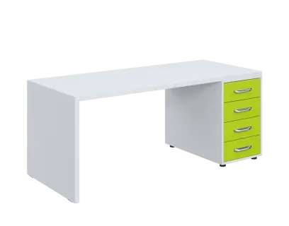 QPL 8 - 18Z4 stůl pracovní, pravý lamino - bílá/jarní zeleň