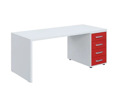 QPL 8 - 18Z4 stůl pracovní, pravý lamino - bílá/červená flamengo