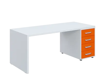 QPL 8 - 18Z4 stůl pracovní, pravý lamino - bílá/pomeranč