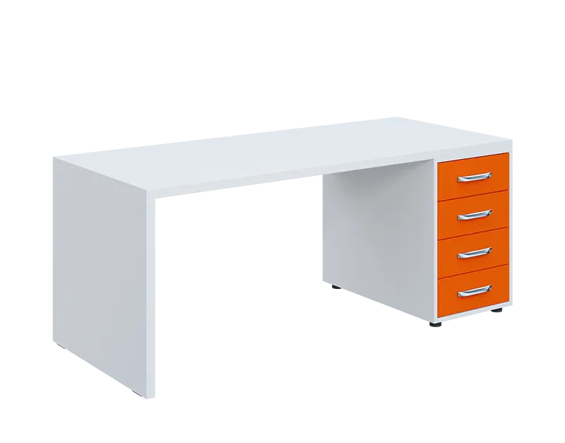 QPL 8 - 18Z4 stůl pracovní, pravý lamino - bílá/pomeranč