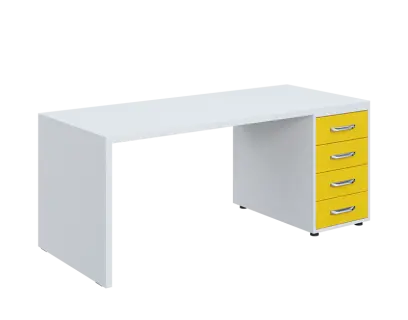 QPL 8 - 18Z4 stůl pracovní, pravý lamino - bílá/žlutá odio QPL 8 - 18Z4 stůl pracovní, pravý lamino - bílá/žlutá odio