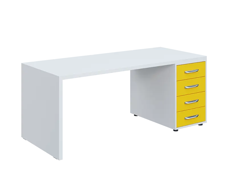 QPL 8 - 18Z4 stůl pracovní, pravý lamino - bílá/žlutá odio
