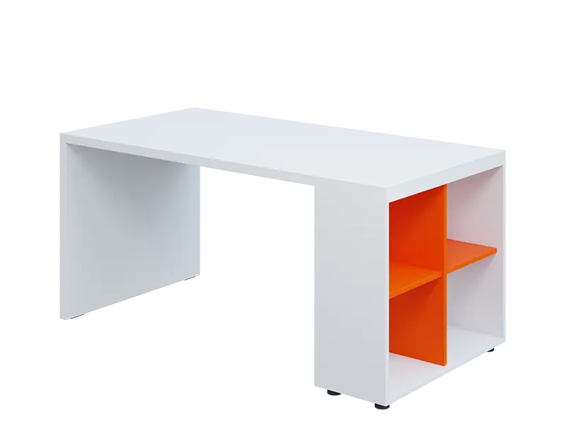 QPL 8 - 16N4 stůl pracovní, pravý lamino - bílá/pomeranč