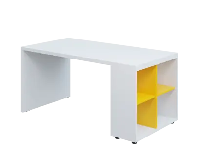 QPL 8 - 16N4 stůl pracovní, pravý lamino - bílá/žlutá odio