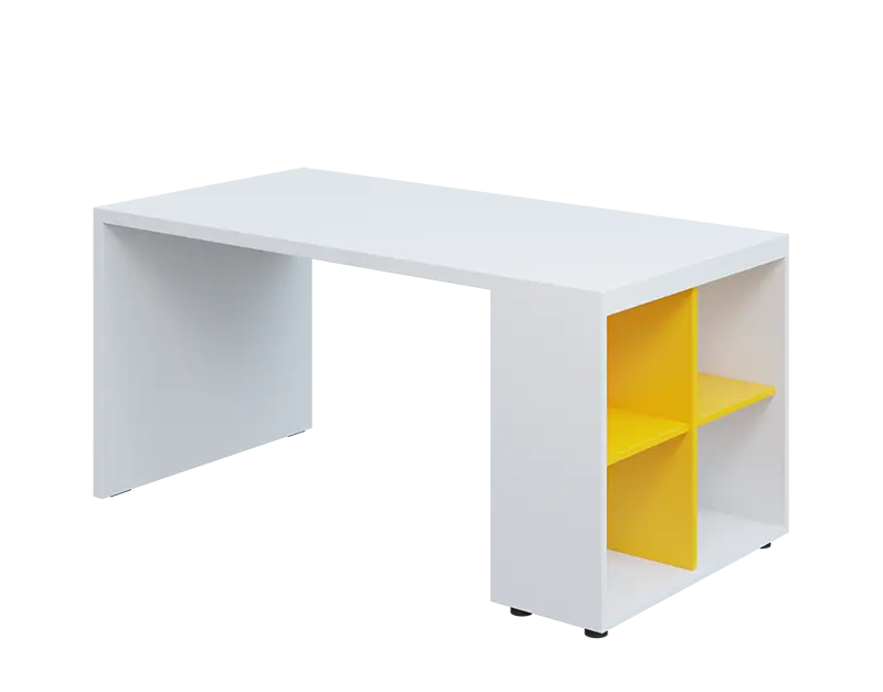 QPL 8 - 16N4 stůl pracovní, pravý lamino - bílá/žlutá odio