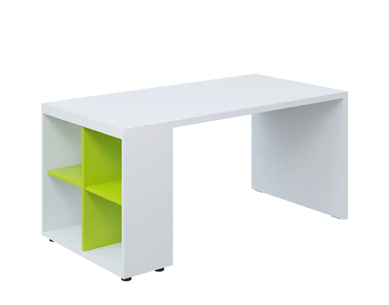 QPL 8 - 16N4 stůl pracovní, levý lamino - bílá/jarní zeleň