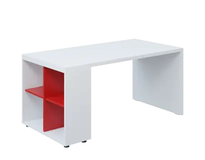 QPL 8 - 16N4 stůl pracovní, levý lamino - bílá/červená flamengo