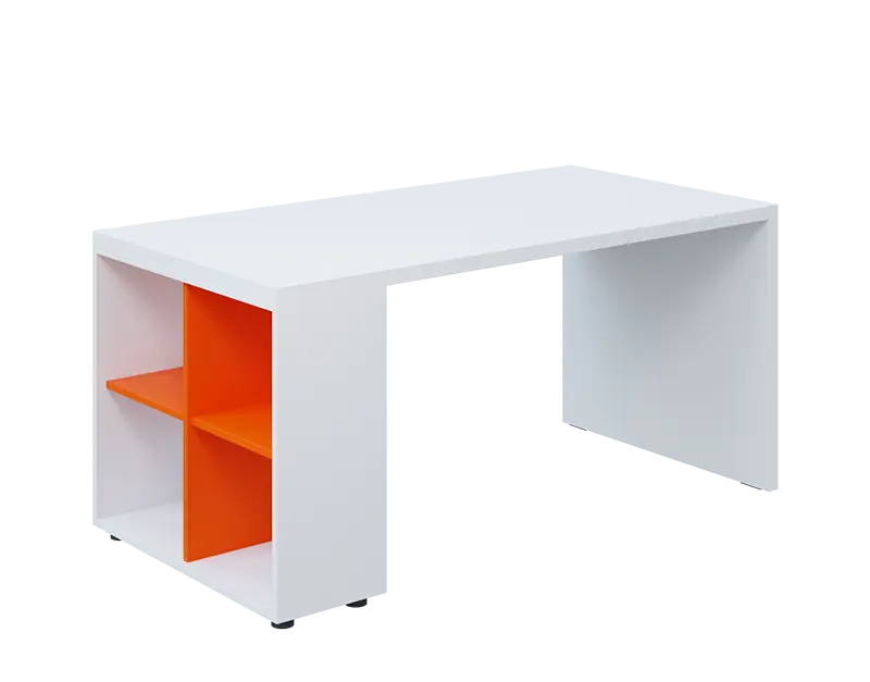 QPL 8 - 16N4 stůl pracovní, levý lamino - bílá/pomeranč