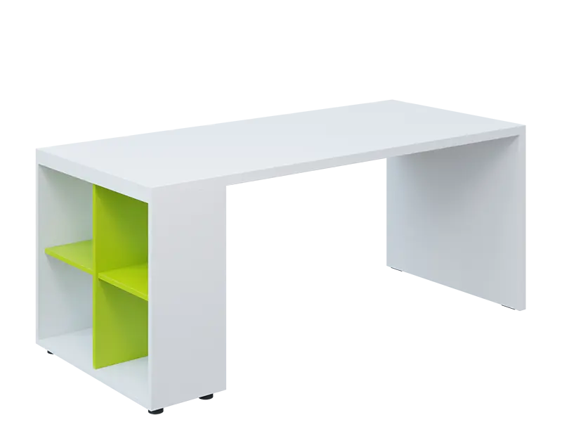 QPL 8 - 18N4 stůl pracovní, levý lamino - bílá/jarní zeleň