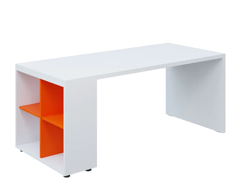 QPL 8 - 18N4 stůl pracovní, levý lamino - bílá/pomeranč