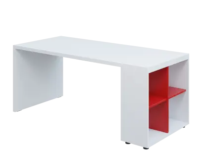 QPL 8 - 18N4 stůl pracovní, pravý lamino - bílá/červená flamengo