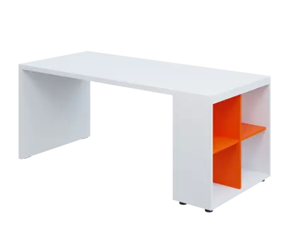 QPL 8 - 18N4 stůl pracovní, pravý lamino - bílá/pomeranč