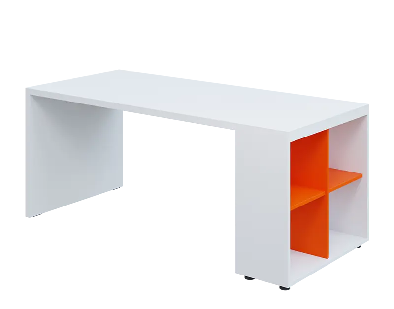 QPL 8 - 18N4 stůl pracovní, pravý lamino - bílá/pomeranč