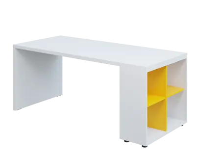 QPL 8 - 18N4 stůl pracovní, pravý lamino - bílá/žlutá odio