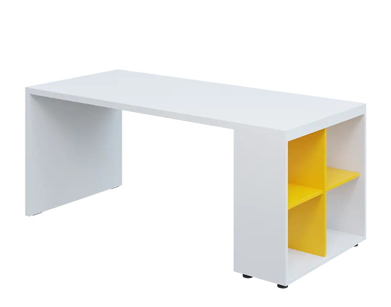 QPL 8 - 18N4 stůl pracovní, pravý lamino - bílá/žlutá odio