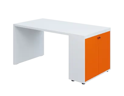 QPL 8 - 16D2 stůl pracovní, pravý lamino - bílá/pomeranč