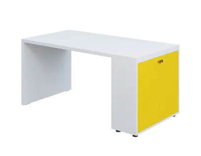 QPL 8 - 16D2 stůl pracovní, pravý lamino - bílá/žlutá odio