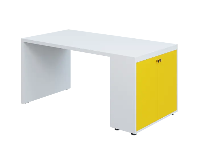 QPL 8 - 16D2 stůl pracovní, pravý lamino - bílá/žlutá odio