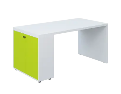 QPL 8 - 16D2 stůl pracovní, levý lamino - bílá/jarní zeleň