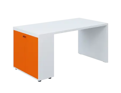 QPL 8 - 16D2 stůl pracovní, levý lamino - bílá/pomeranč